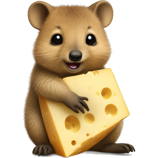 Baby quokka eating a block of cheese  emoji