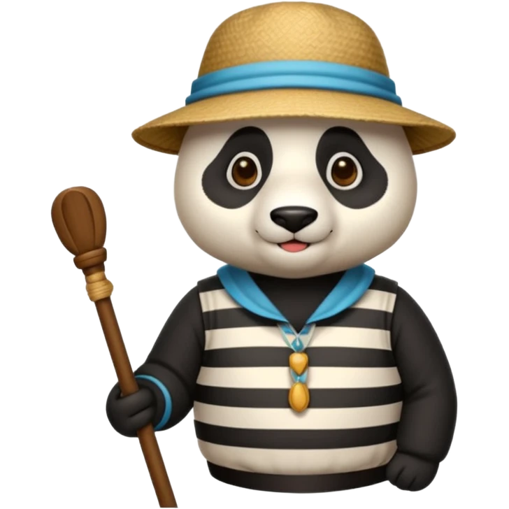 panda wearing gondolier striped shirt and hat emoji