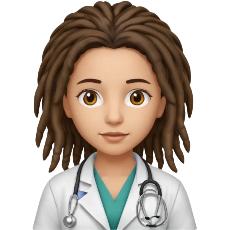 brunette girl doctor with dreadlock emoji