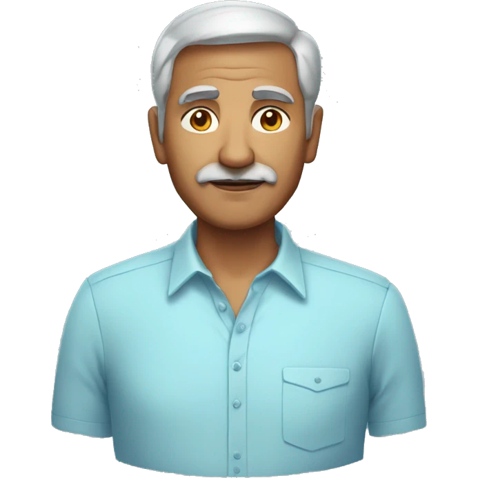 older indian slim man in a light blue shirt, short hair and with light stubble emoji