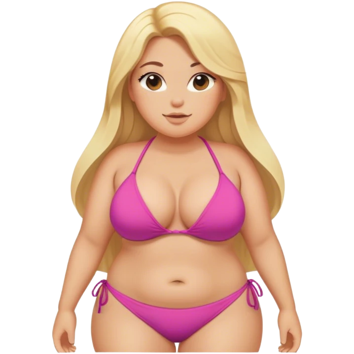 Curvy plus size girl bikini extra long blonde hair  emoji