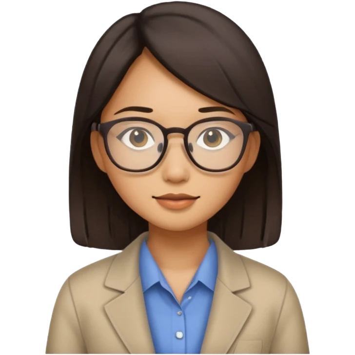 working asian girl, wearing glasses emoji