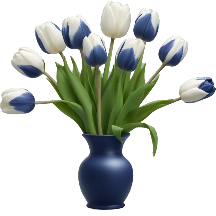 Navy blue tulips in white vase  emoji