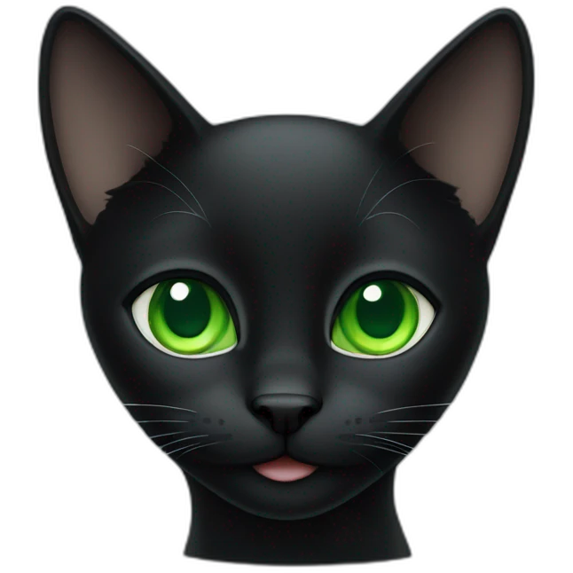 black cat with green eyes emoji