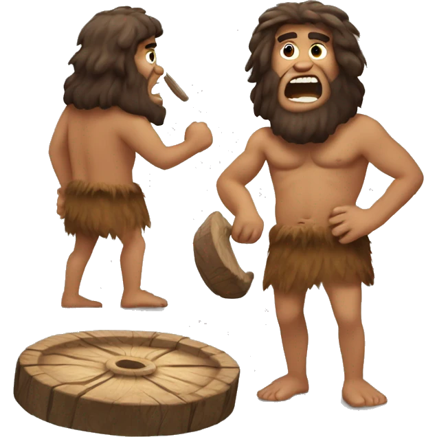 caveman with wooden wheels emoji