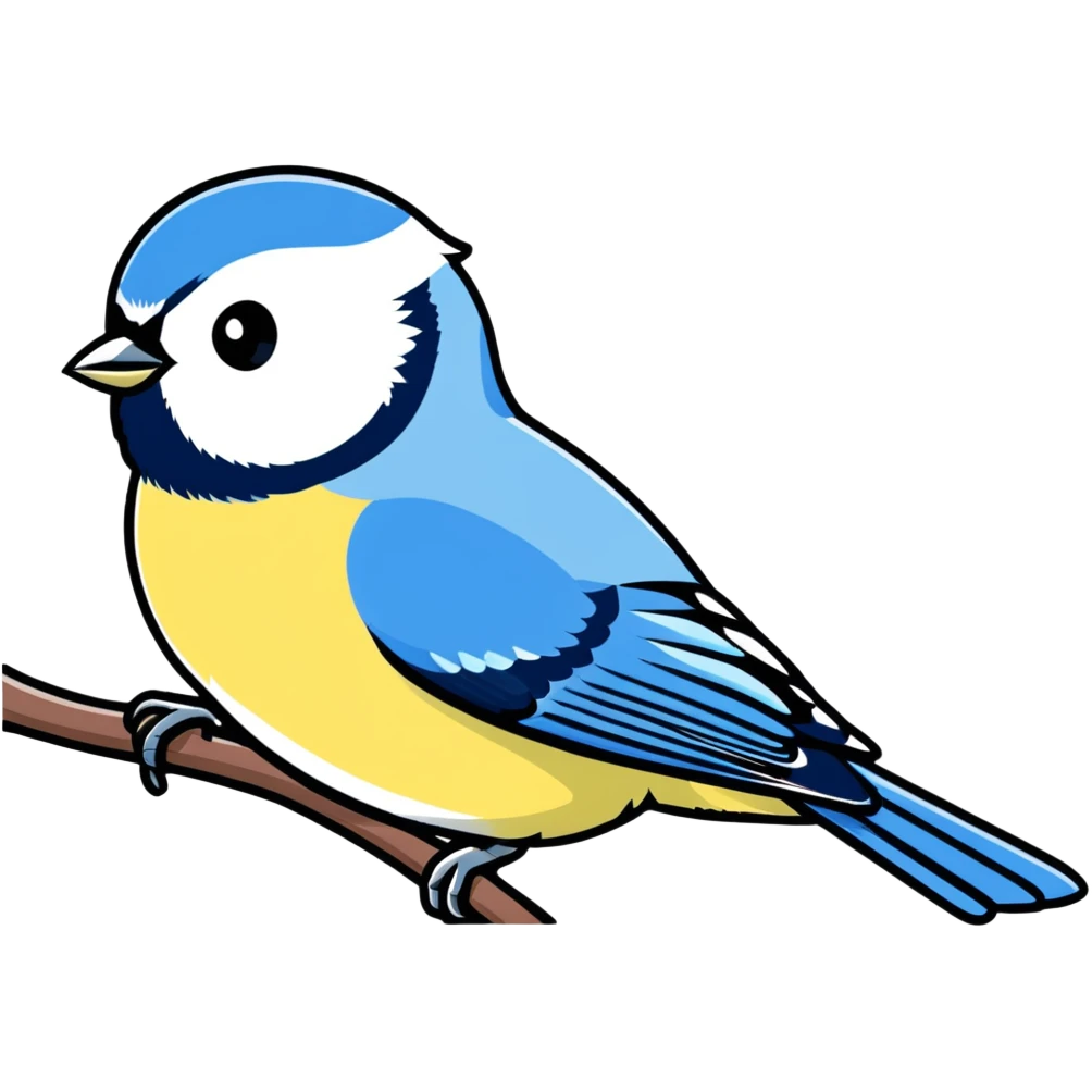 Eurasian blue tit bird on branch emoji