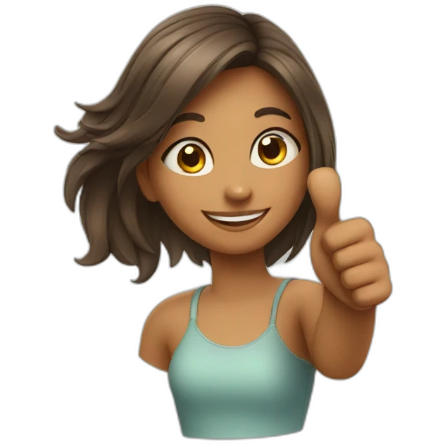 girl showing thumb up emoji