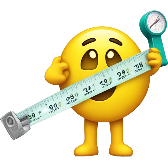 using a measuring tape and sweating emoji