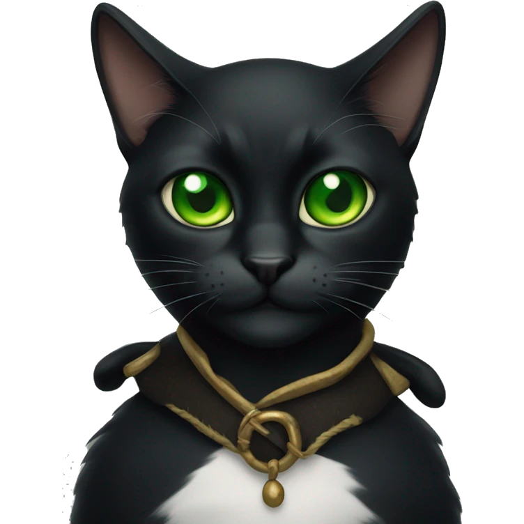 Black cat , green eyes, pirate eyes emoji