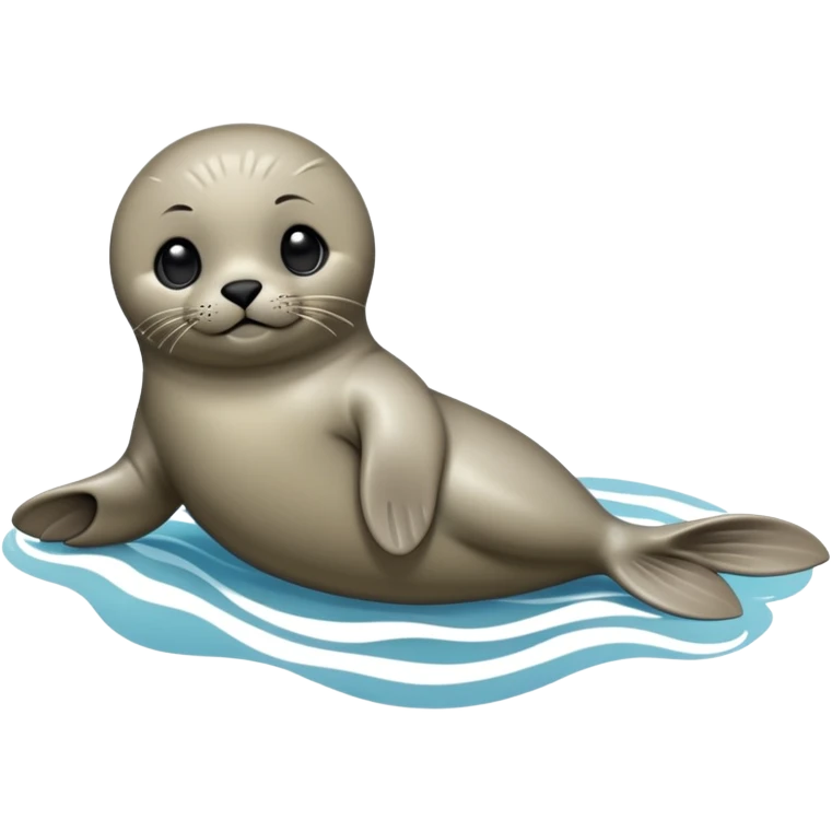 cinematic-seal-realistic-full-body-lounging-emoji,-sleek-body-stretched,-short-smooth-fur-glinting-in-the-sea-breeze,-flippers-tucked-comfortably-beneath-its-body,-large-dark-eyes-filled-with-playful-curiosity emoji