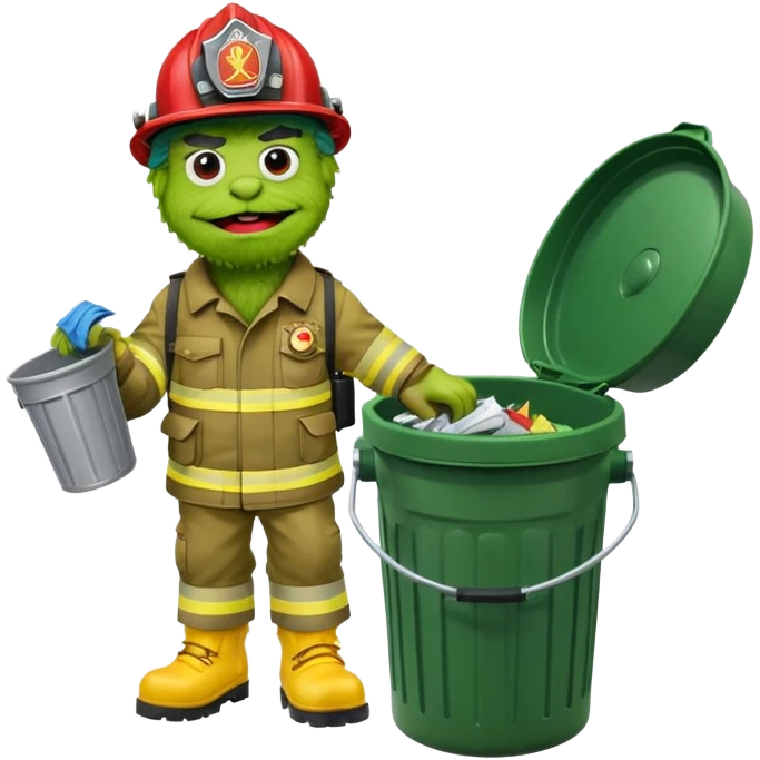 oscar the grouch firefighter with 7 on his helmet emoji