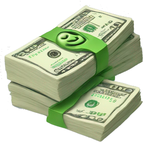 Stack of dollar bills with a thumbs up emoji emoji