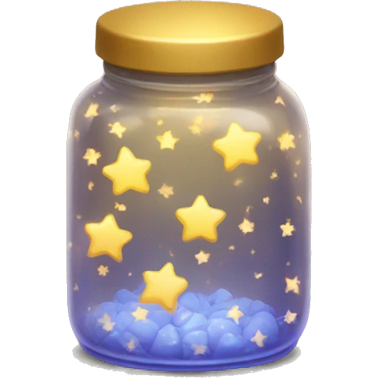 glowing glass jar filled with tiny golden stars emoji