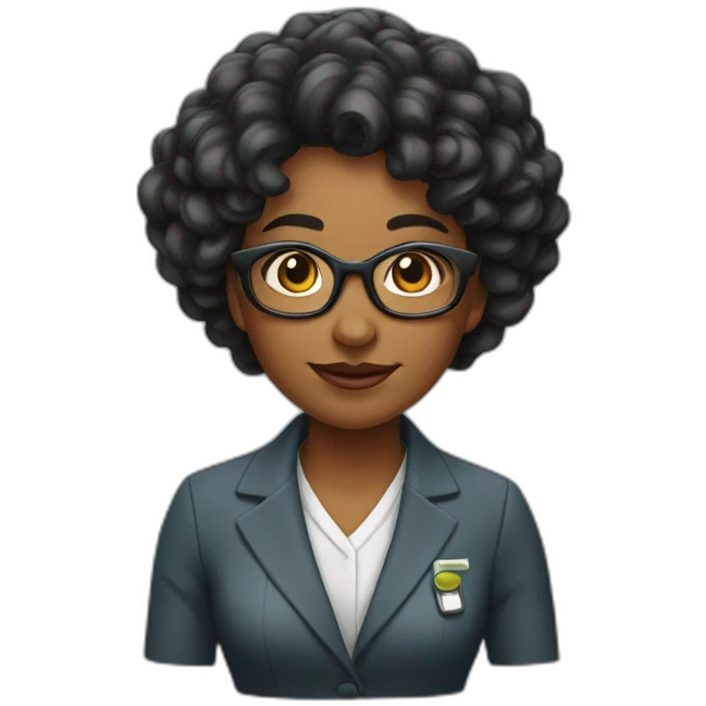 profesora pelo rizado negro emoji