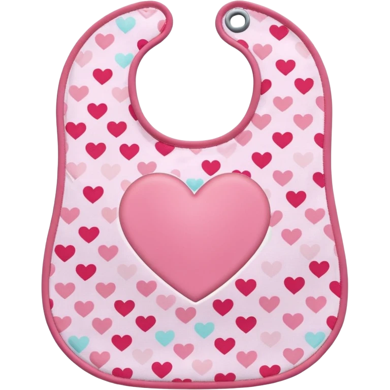 Pink bib with heart pattern emoji