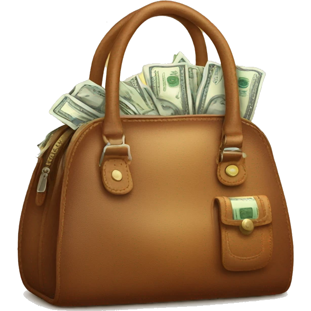 Designer purse with cash inside emoji
