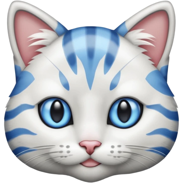striped cat with blue eyes and white and gray hair emoji