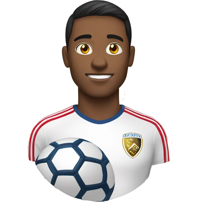 Brunett med en fotboll emoji