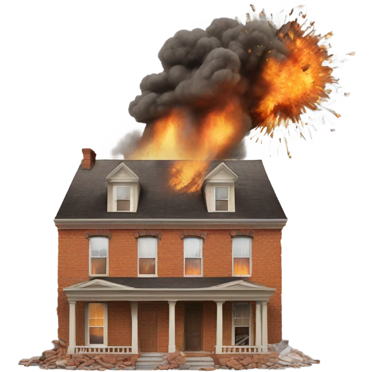 exploding house  emoji