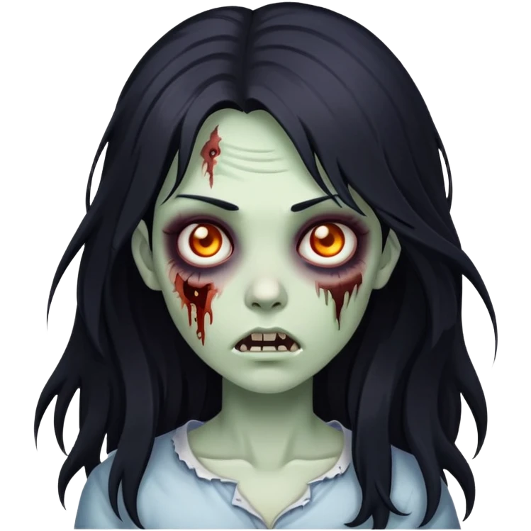 zombie girl with long layered black hair emoji