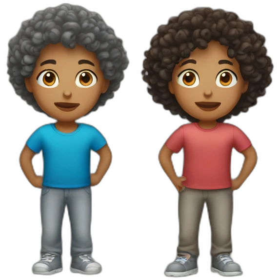 Mom curly mixed of two boys emoji