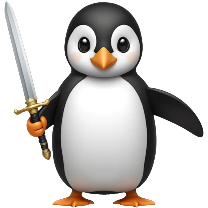 Penguin holding a sword emoji