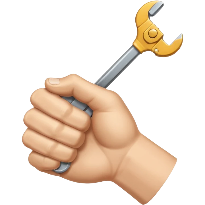 A man's hand clenched a wrench in his fist emoji