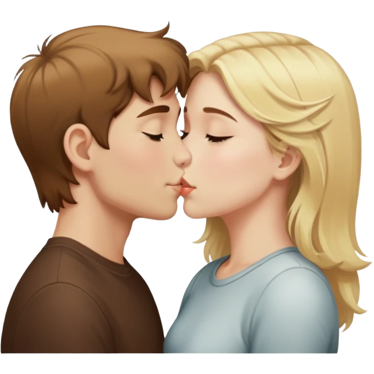 Brown haired boy kissing blonde girl emoji