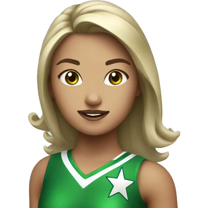 A all star cheerleader with a green and white uniform girl emoji