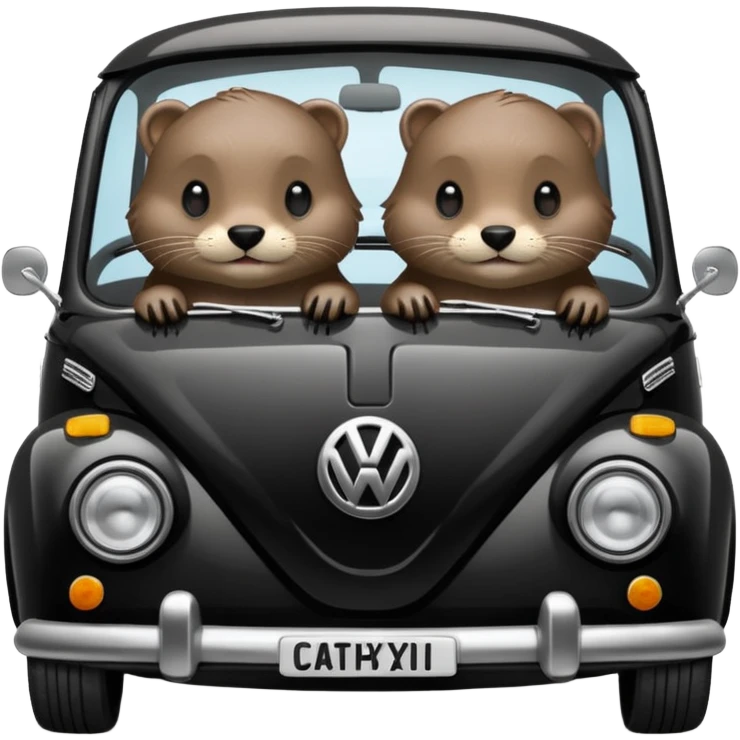 Two otters in a black Volkswagen  emoji