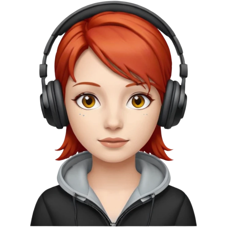 woman red head with headphone emoji