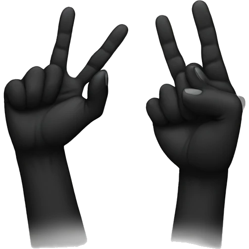 pitch black hamd with two fingers up emoji