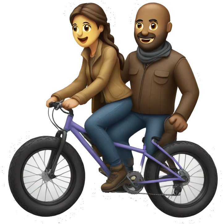 guy and woman riding on a fat bike emoji