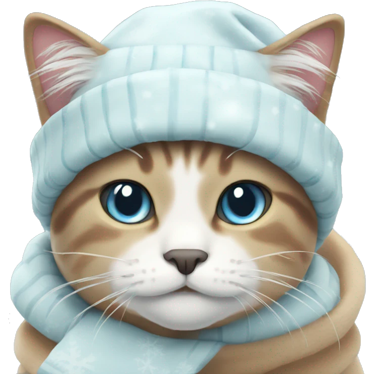 3 color cat in winter emoji