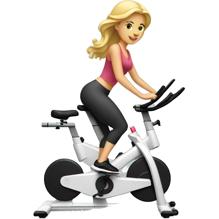 Blonde woman on stationary bike emoji