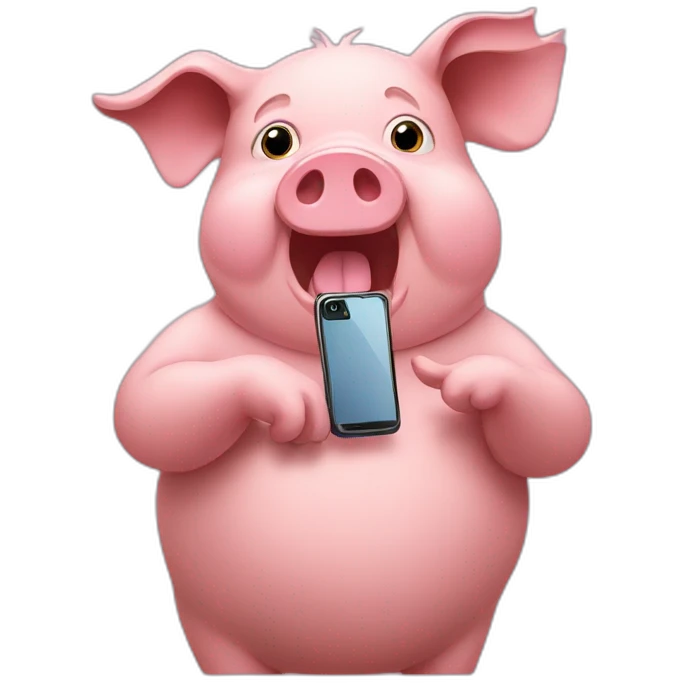 pig holding a smartphone   emoji