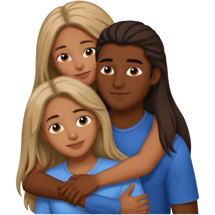 dark skin girlfriend hugs mixed boyfriend with long hair  emoji