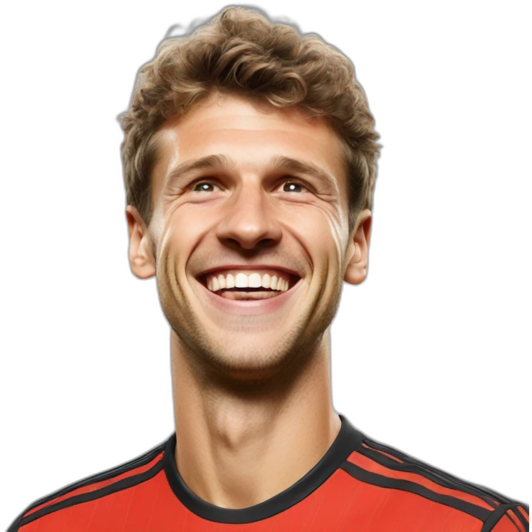 German football player Thomas Muller is laughing emoji