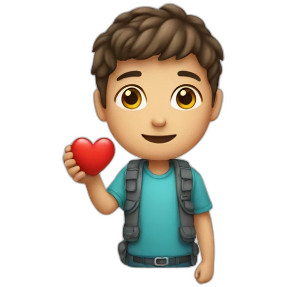 Heart in hand in boy emoji