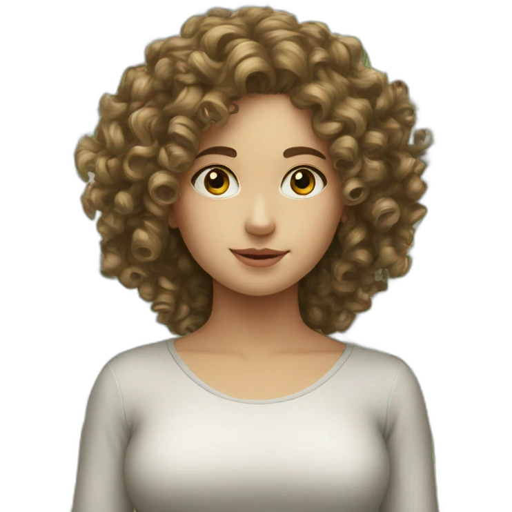 Curly European Girl and money emoji