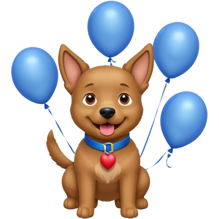 caricatura gorgi gales perrita celebrando feliz con globos y emocion con collar celeste  emoji