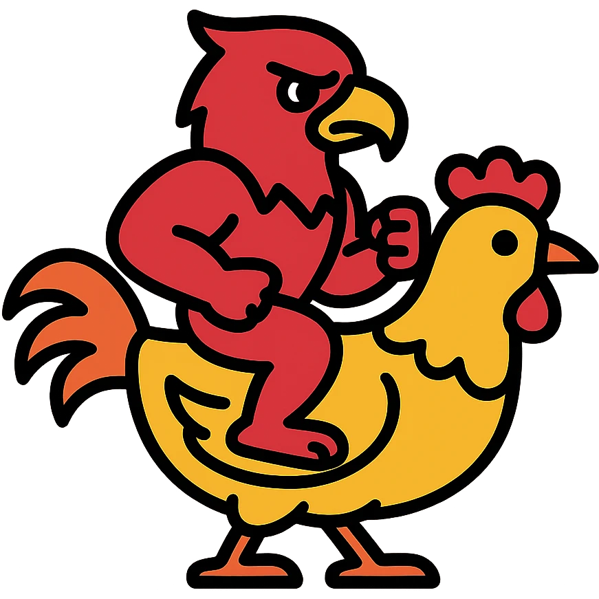 red hawk mascot riding a chicken emoji