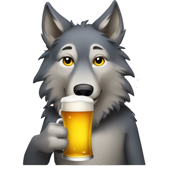 Wolf drinking beer emoji