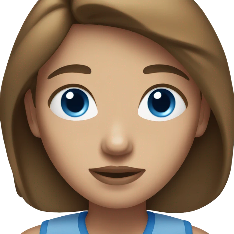 Myself as a woman with brown hair and big blue eyes emoji
