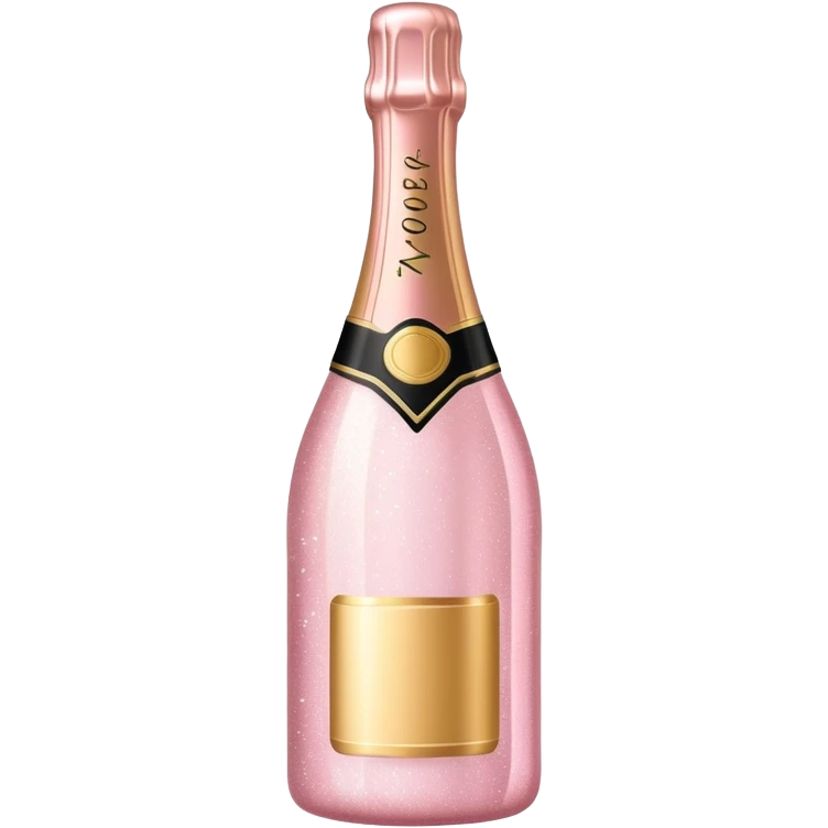 sparkly light pink champagne bottle, glittery emoji