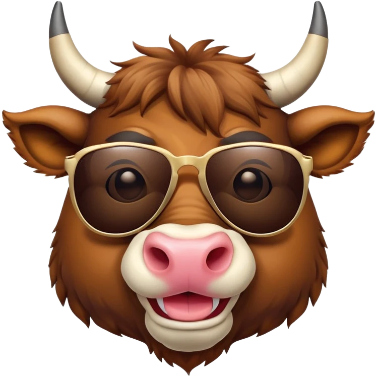 friendly anthropomorphised bull head wearing sunglasses emoji