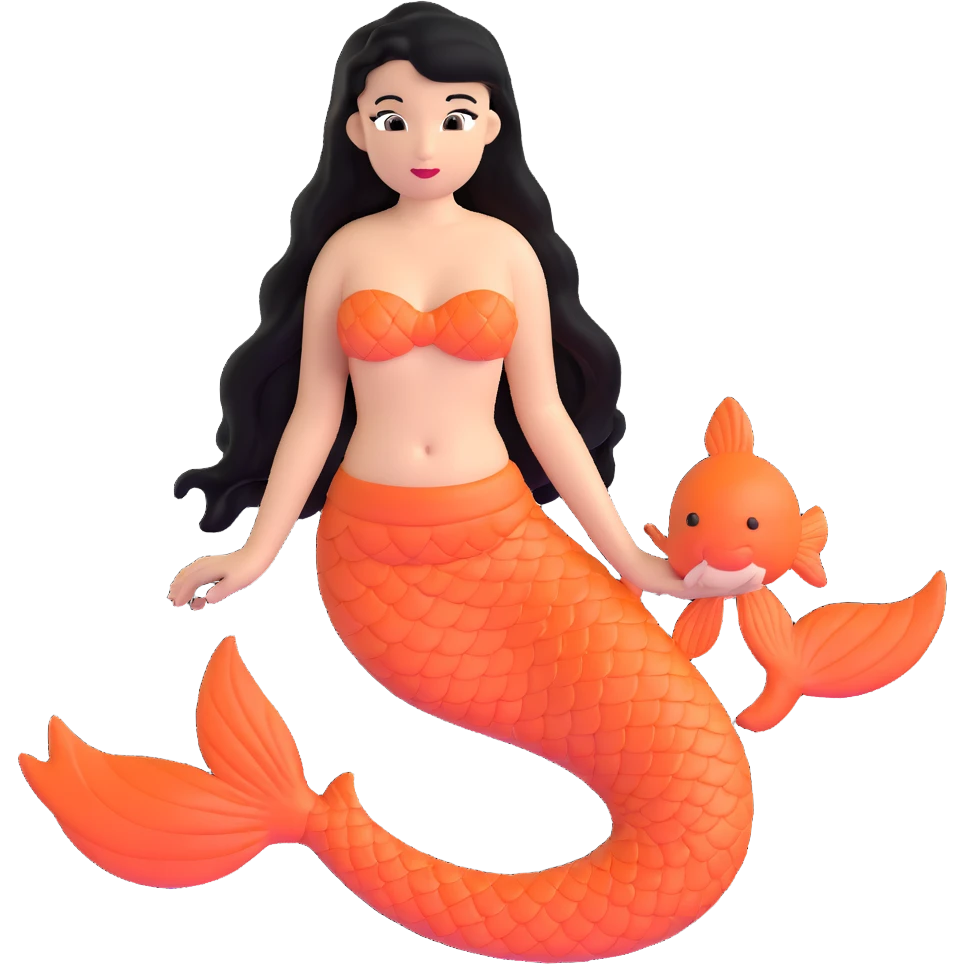 koi mermaid with tanned skin and long black hair emoji