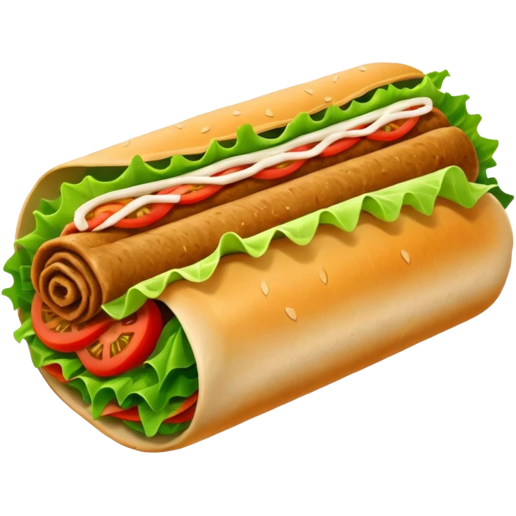 doner roll with lettuce and tomato emoji