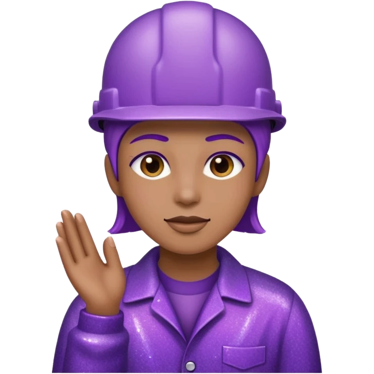 industrial worker wearing purple glittery clothes emoji
