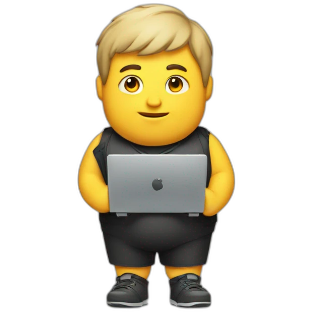 fat boy with his pc emoji